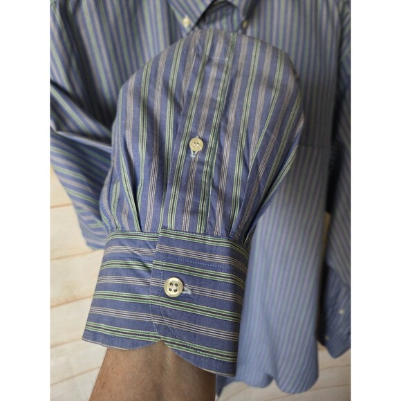 Les Copains Men 100% Cotton Striped Button Down Shirt Size 42 Made in Italy - Picture 6 of 11
